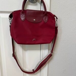 Varley Burgundy Nylon Crossbody with Striped Strap